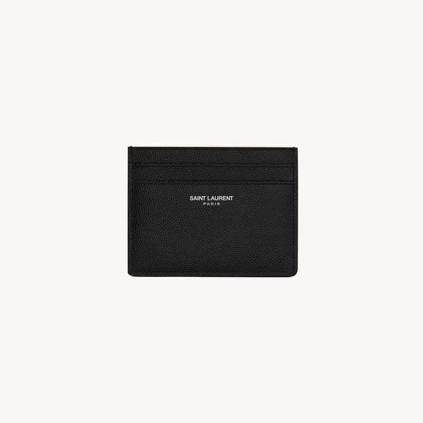 Saint Laurent Paris Credit Card Case in Grain De Poudre Leather