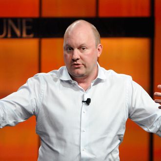 Marc Andreessen, co-founder and general partner of Andreessen Horowitz, speaks during the 