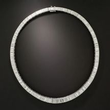 Mid-Century Baguette Diamond Rivière Necklace