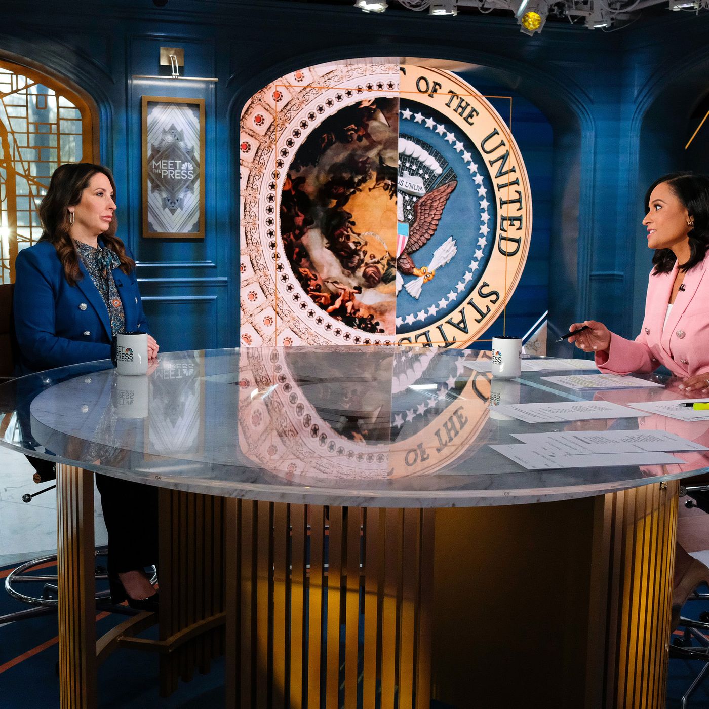 Anchorwoman forgets desk is transparent