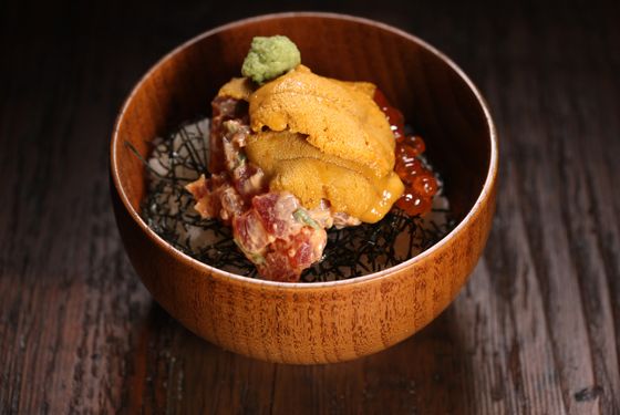 U & I: uni, spicy maguro, sushi rice, sesame, roasted nori, and wasabi. Sometimes,