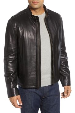 Cole Haan Lambskin Leather Moto Jacket