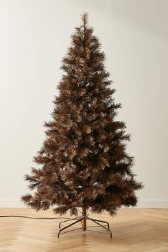 CB2 Faux Bronze Pine Christmas Tree, 7.5 ft