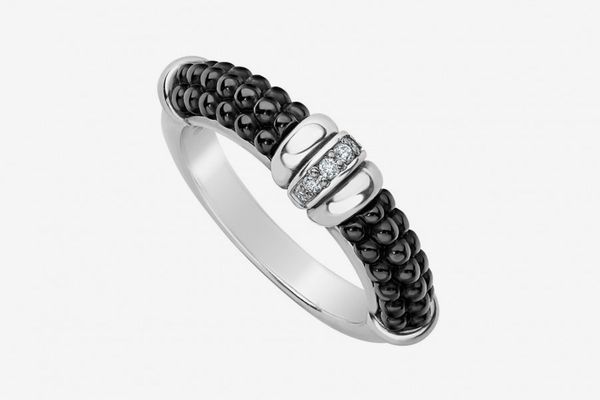Black Caviar Diamond Stacking Ring