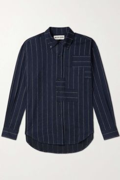 Miles Leon Zen Striped Wool, Linen and Cotton-Blend Shirt