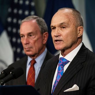 New York Police Department (NYPD) Commissioner Ray Kelly (R) speaks at a press conference with New York City Mayor Michael Bloomberg about the NYPD's Stop-and-Frisk practice on August 12, 2013 in New York City. A federal court judge ruled that Stop-and-Frisk violates rights guaranteed to people; the Bloomberg administration has vowed to appeal the case. 