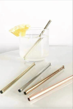 EcoVibe Stainless-Steel Cocktail Straws, Pack of 8