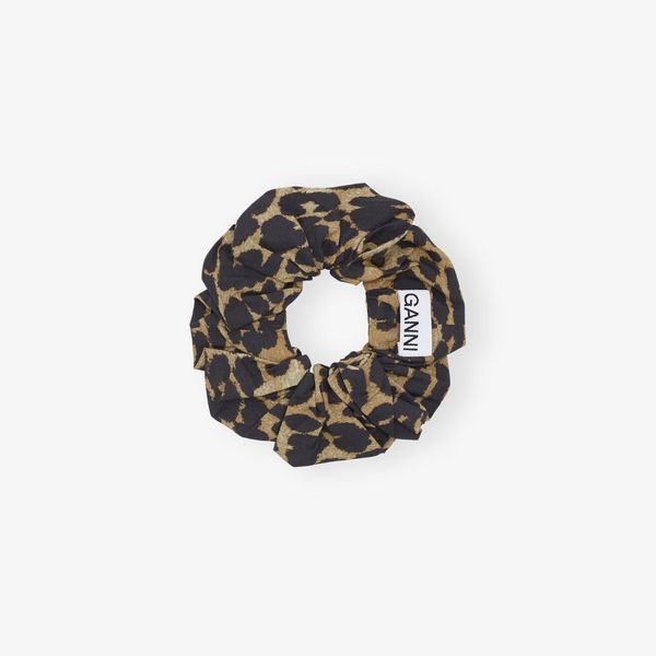 Ganni Leopard Cotton Scrunchie