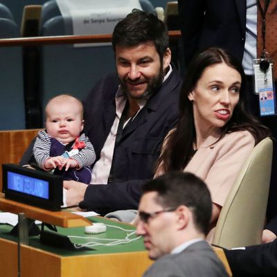 Neve, Clarke Gayford, and Jacinda Ardern.