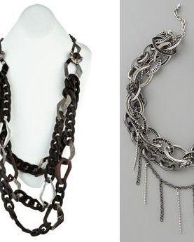 Alexis Bittar's necklace (left); Kim Kardashian's Belle Noel necklace (right).
