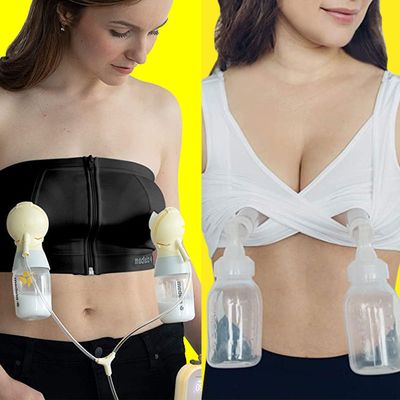 Momcozy Upgraded Hands Free Pumping Bra, Comfort Pumping and Nursing Bra in  One Suitable for Breastfeeding-Pumps by Lansinoh, Spectra and More at   Women's Clothing store