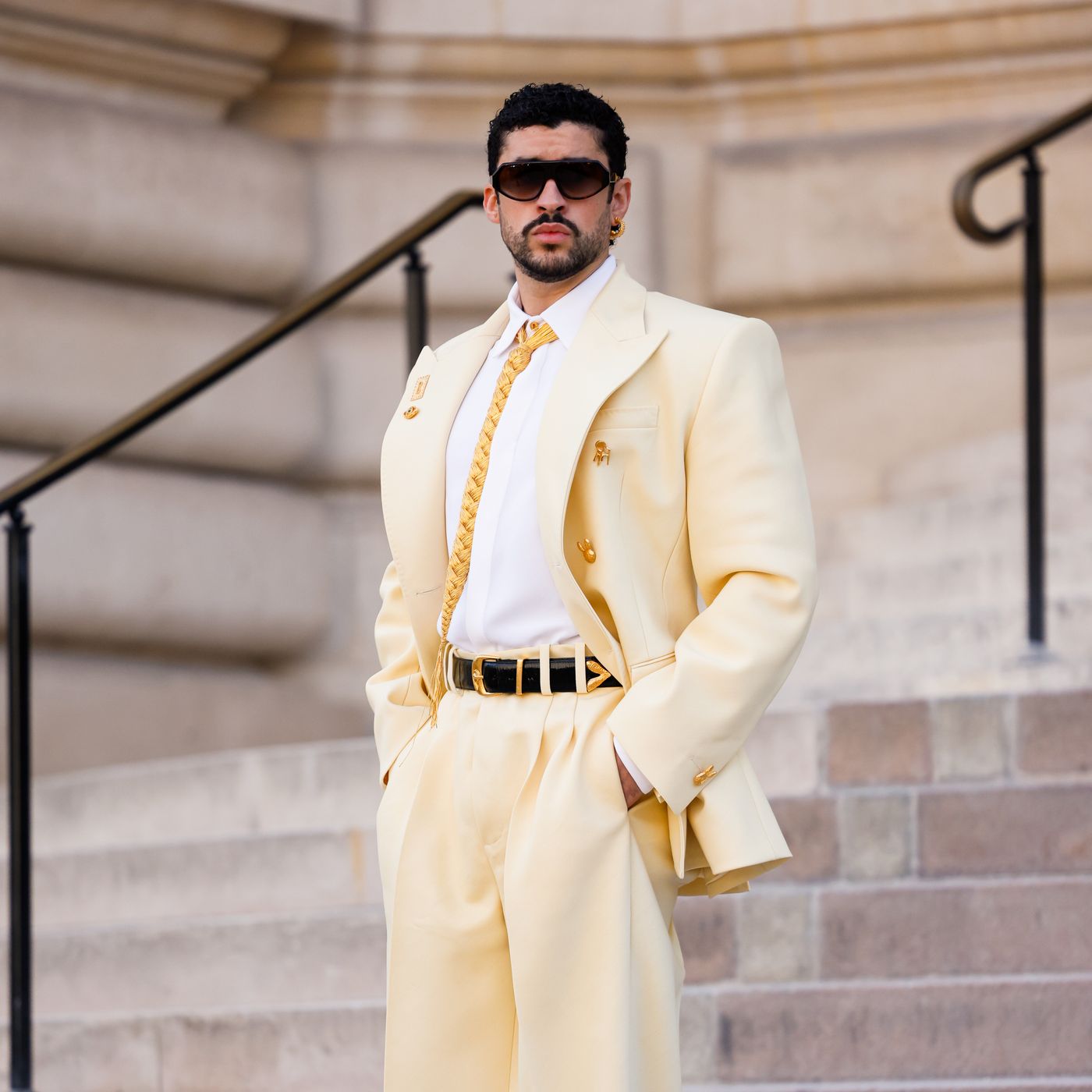 bad bunny dress shirt Bad Bunny's best red carpet looks over the years