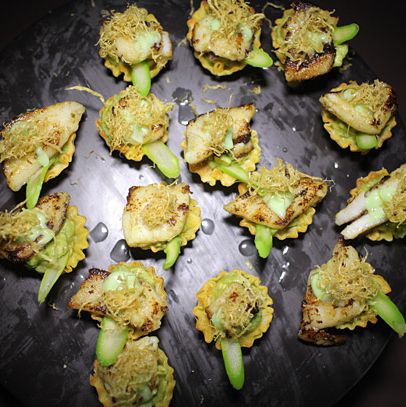 RedFarm's black-seabass-and-avocado tart.