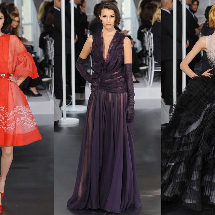 Three looks from Dior's latest couture collection.