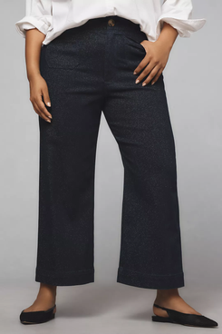 Anthropologie The Colette High-Rise Cropped Wide-Leg Jeans by Maeve: Sparkle Edition