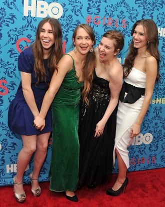 (L-R) Actress Zosia Mamet, actress Jemima Kirke, actress/creator/executive producer Lena Dunham, and actress Allison Williams attend the HBO with The Cinema Society host the New York premiere of HBO's 