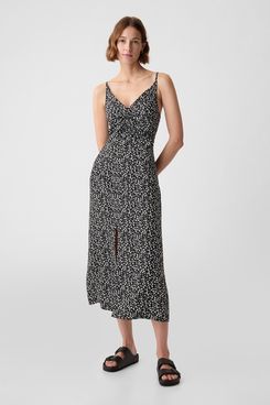 Gap Ruched Slip Midi Dress