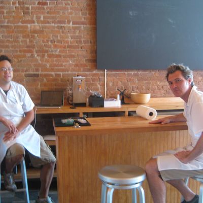 Chuko's David Koon (l) and Jamison Blankenship at their ramen counter.