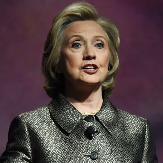 Hillary Clinton speaks at a women's equality event March 9, 2015 in New York. Two women with global clout -- Hillary Clinton and Melinda Gates -- released a sweeping report on Monday showing that women are still far from winning equality in leadership positions. The 