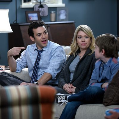 THE GRINDER: L-R: Fred Savage, Mary Elizabeth Ellis and Connor Kalopsis in the 