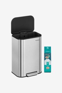 Songmics Kitchen Trash Can, 13-Gallon (50 L), Stainless Steel, Soft Close