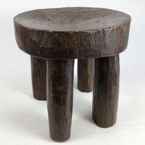 Vintage African Round Wood Stool