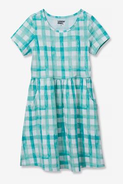 Lands’ End Girls’ Short-Sleeve Gathered-Waist Jersey Dress