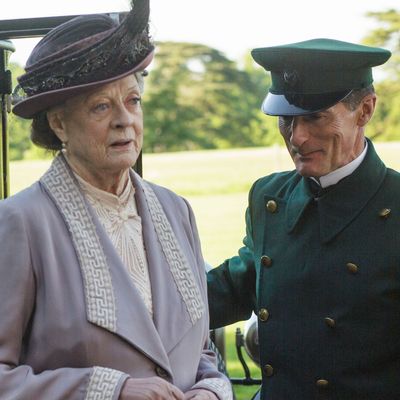 Downton AbbeyPart Six - Sunday, February 7, 2016 at 9pm ET on MASTERPIECE on PBSThe hospital war reaches a climax. Violet goes on the warpath. Daisy tries to foil a romance.Prospects are looking up for Mary and Edith. Thomas feels trapped. Shown: Maggie Smith as Violet, Dowager Countess of Grantham (C) Nick Briggs/Carnival Film & Television Limited 2015 for MASTERPIECE This image may be used only in the direct promotion of MASTERPIECE CLASSIC. No other rights are granted. All rights are reserved. Editorial use only. USE ON THIRD PARTY SITES SUCH AS FACEBOOK AND TWITTER IS NOT ALLOWED.