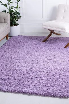 Unique Loom Solo Solid Shag Collection Modern Plush Lilac Area Rug, 8' x 11'