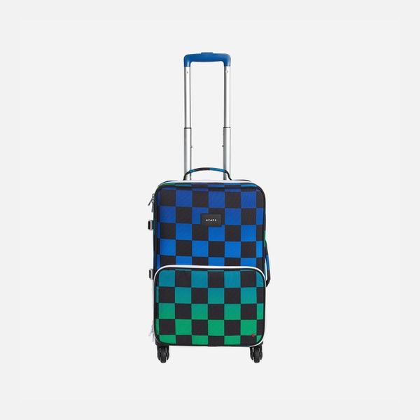 State Logan Carry-On Suitcase - Blue Checkerboard