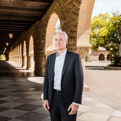 Marc Tessier-Lavigne, the president of Stanford University, in Palo Alto, Calif. on May 2, 2022. (Carolyn Fong/The New York Times)