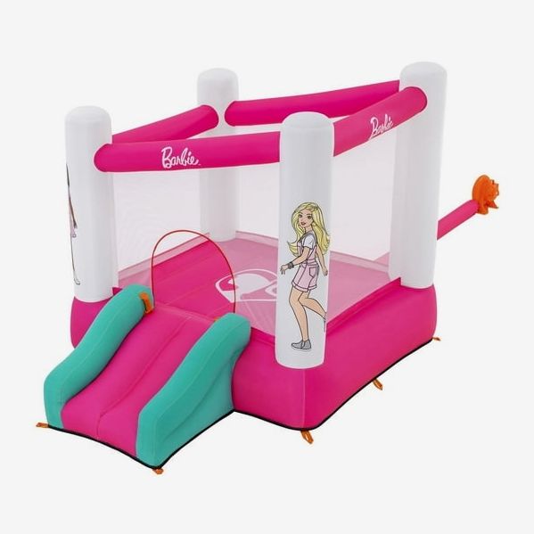 Barbie Inflatable Bounce House with Mesh Walls, Slide and Blower