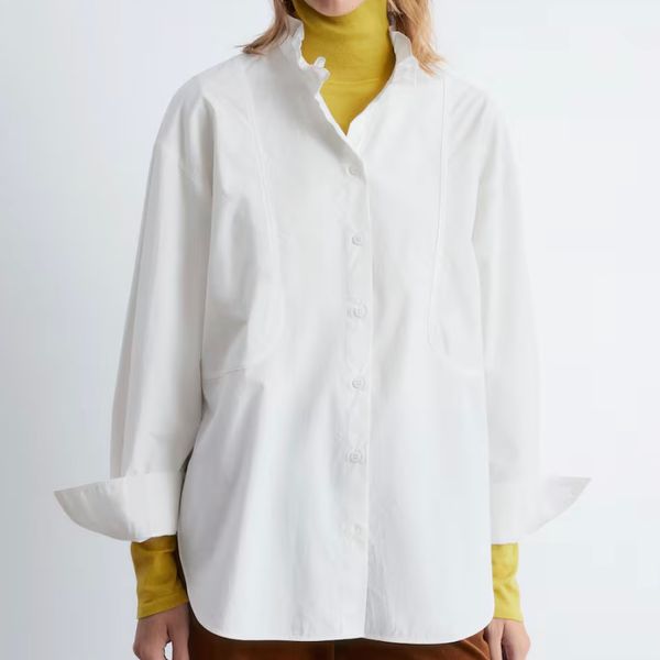 & Other Stories Long Stand-Collar Cotton Shirt