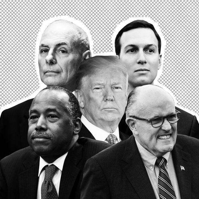 Donald Trump, Jared Kushner, Rudy Giuliani, Ben Carson, John Kelly.