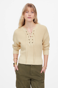 Madewell Ribbed Lace-Up Sweater