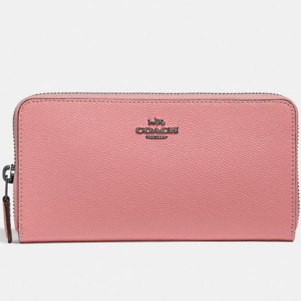 COACH Accordion Zip Wallet, Pewter/Vintage Pink