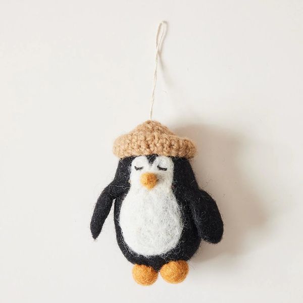 Farmhouse Pottery Felted Festive Penguin Ornament