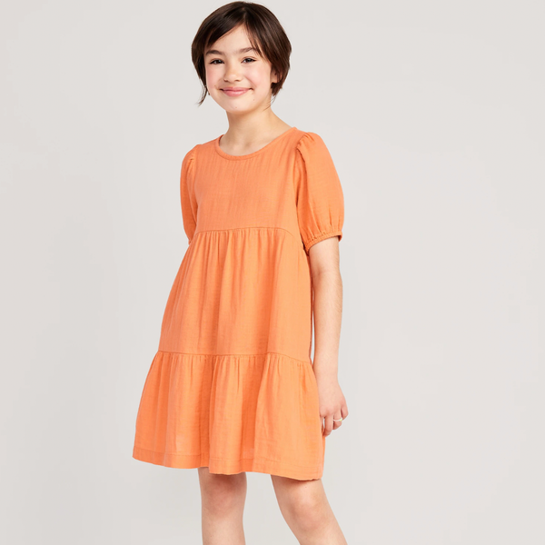 Girls Puff-Sleeve Dress