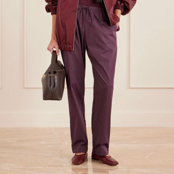 Leset Yoshi Striped Cotton and Lyocell-Blend Wide-Leg Pants