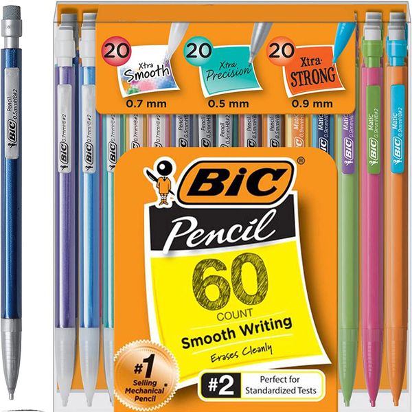 BIC Mechanical Pencil Variety Pack, Number 2 Mechanical Pencils With Erasers, Fine Point (0.5mm)
