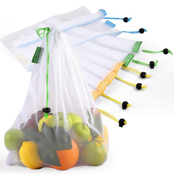Reusable Produce Bags, Lavinrose Reusable Mesh Produce Bags with Drawstring & Tare Weight Tags