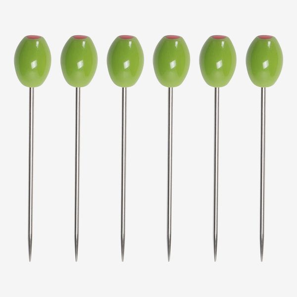 Cork Pops Stainless Steel Green Olive 6 Inch Cocktail Pick