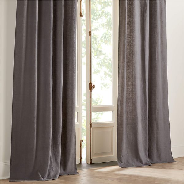 CB2 European Flax Curtain Panel, Charcoal