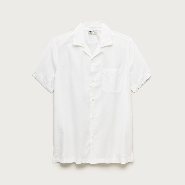 J.Crew Short-Sleeve Camp-Collar Shirt in Cotton-Linen Blend