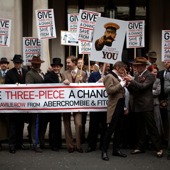 Abercrombie protesters on Savile Row.