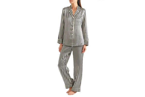 Oliva von Halle ‘Lila’ Striped Silk-Satin Pajama Set