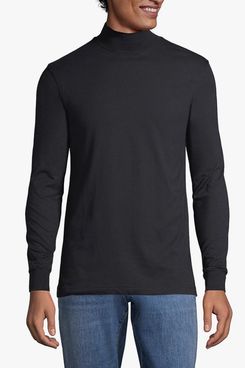 Lands’ End Super-T Cotton-Blend Mock Turtleneck Shirt - Black