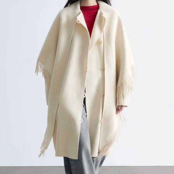 & Other Stories Fringed Shawl Wool Coat