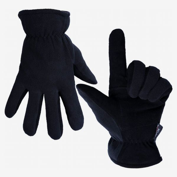 Mens Winter Warm Gloves Touchscreen Lightweight Anti-slip Thermal Fleece Lined Soft Suede Leather Glove for Outdoor Driving Cycling and Running