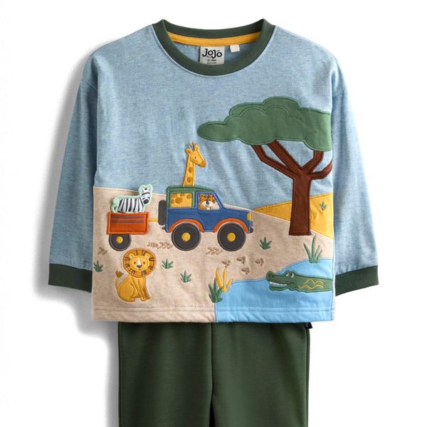JOJO MAMAN BEBE Safari Appliqué Long Sleeve T-Shirt & Pants Set